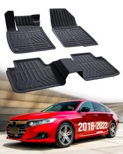 Car Floor Mats for Honda Accord: 2022 2021 2020 2019 2018, All Weather Accessories Rubber Floor Liners Custom Fit for Accord 10th Gen Gas & Hybrid Model Front Rear Carpet 5 Seat Sedan (3PCS, Black)