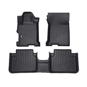 IKON MOTORSPORTS 3D TPE Floor Mats, Compatible with 2013-2017 Honda Accord Sedan 4-Door, All Weather Waterproof Anti-Slip Floor Liners, Front & 2nd Row Full Set Car Interior Accessories, Black