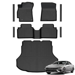 GALVAGNITE Floor Mats for Hyundai Elantra Gas 2021-2026, All Weather Floor Mats Trunk Cargo Liner and Door Sill Guards Accessories, Full Coverage Set (Not fit Hybrid Models)
