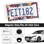 Alpmosn 2PCS Colorful Floral License Plate Frames, 4 Holes Flowers Car License Plate Cover with Screw Washers and Cap, Car Exterior Accessories, License Plate Holders for U.S. Vehicles