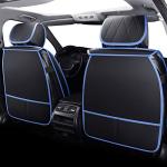 Aierxuan Front Seat Covers for Cars, Waterproof Leather for Nissan Chevy Malibu Kia Soul Sorento Hyundai Elantra Tucson Accent Sonata Kona Outlander Galant (2 PCS Front, Black-Blue)