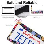 Alpmosn 2PCS Colorful Floral License Plate Frames, 4 Holes Flowers Car License Plate Cover with Screw Washers and Cap, Car Exterior Accessories, License Plate Holders for U.S. Vehicles