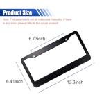 ZIMISI 2PCS Matte Black License Plate Frames, Stainless Steel Tag Frame, Car License Plate Protector Holder with Screws Fasteners Caps, Universal Front & Rear Car License Plate Cover (2 Holes/Black)