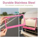 Fashion Slim Pink Matte License Plate Frames,Stainless Steel License Plate Covers,Weather Proof License Plate Holder for Women(Slim Pink,2PCS)