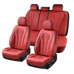 Coverado Seat Covers, Car Seat Covers Full Set, Red Car Seat Cover, Car Seat Covers Front Seats Back Seat Covers, Waterproof Car Seat Cushion, Leather Seat Protector Universal Fit Most Cars