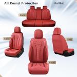 Coverado Seat Covers, Car Seat Covers Full Set, Red Car Seat Cover, Car Seat Covers Front Seats Back Seat Covers, Waterproof Car Seat Cushion, Leather Seat Protector Universal Fit Most Cars
