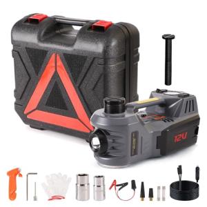 EFFIROSO Portable 5 Ton 12V Electric Car Jack Kit Hydraulic Floor Jack with Tire Inflator Pump for Vehicle Emergency Repair Kit 11023lbs Jack Only