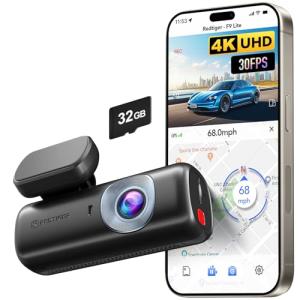 REDTIGER 4K Dash Cam Front, ADAS, Built-in WiFi GPS, Mini Hidden Dash Camera for Cars with G Sensor, 24H Parking Monitor, Free 32GB Memory Card, APP Control, Loop Recording, Night Vision (F9 Lite)