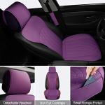 BEITK 2 Pack Leather Front Car Seat Covers, Universal Sideless Car Seat Protectors with Storage Pocket and Seat Belt Pads, Waterproof Automotive Seat Cover for Cars Trucks SUV(Purple)