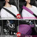 BEITK 2 Pack Leather Front Car Seat Covers, Universal Sideless Car Seat Protectors with Storage Pocket and Seat Belt Pads, Waterproof Automotive Seat Cover for Cars Trucks SUV(Purple)