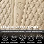 Coverado Full Set Car Seat Covers, Nappa Leather Seat Covers for Car, Waterproof Car Seat Protector with Lumbar Support, Automotive Seat Covers Universal Fit for Most Cars SUV Trucks, Beige