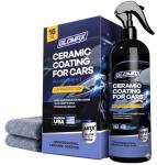 GLOMAX Ceramic Coating For Cars (16 oz.) - Hydrophobic Ceramic Car Wax Spray With Added UV PROTECTION - LONG LASTING Shiny Car Stuff - Spray Wax For Cars With 2 Micro Fiber Towels, Waterless Wash