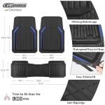 CAR PASS Heavy Duty Rubber Floor Mats for Car, Waterproof Liner Deep Dish Car Mats Full Sets, Universal Trim to Fit for SUV Truck Sedans Vans, All Weather Automotive Floor Mats 3pcs, Black Blue