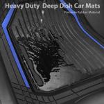 CAR PASS Heavy Duty Rubber Floor Mats for Car, Waterproof Liner Deep Dish Car Mats Full Sets, Universal Trim to Fit for SUV Truck Sedans Vans, All Weather Automotive Floor Mats 3pcs, Black Blue