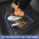 CAR PASS Heavy Duty Rubber Floor Mats for Car, Waterproof Liner Deep Dish Car Mats Full Sets, Universal Trim to Fit for SUV Truck Sedans Vans, All Weather Automotive Floor Mats 3pcs, Black Blue