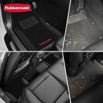 Rubbermaid Car Mats, Carpeted Floor Car Mat with Faux Leather & Built-in Heel Pad, Two-Tone Car Rug Floor Mats, Stylish Carpeted Floor Mats for Cars, Trucks & SUVs Black Color