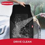 Rubbermaid Car Mats, Carpeted Floor Car Mat with Faux Leather & Built-in Heel Pad, Two-Tone Car Rug Floor Mats, Stylish Carpeted Floor Mats for Cars, Trucks & SUVs Black Color