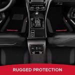 Rubbermaid Car Mats, Carpeted Floor Car Mat with Faux Leather & Built-in Heel Pad, Two-Tone Car Rug Floor Mats, Stylish Carpeted Floor Mats for Cars, Trucks & SUVs Black Color