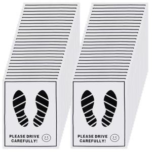 100 Pcs Paper Car Floor Mats - 20"x16" Disposable Auto Floor Pads with Footprint Words | Bulk White Kraft Paper Mats for Car Detailing Supplies, Dealerships & Vehicle Protection