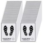 100 Pcs Paper Car Floor Mats - 20"x16" Disposable Auto Floor Pads with Footprint Words | Bulk White Kraft Paper Mats for Car Detailing Supplies, Dealerships & Vehicle Protection