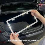 2 Pack Bling License Plate Frames for Women 2 Pack Sparkly License Plate Frame with Bedazzled Diamond Rhinestone Crystals (Silver)