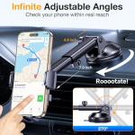 Phone Holders for Your Car【Upgraded Strongest Suction】Car Phone Holder Mount Dash【360° Adjustable】Suction Cup phone Mount for Truck Stand Cell PHone Holder for Car mount Fit All iPhone Car Accessories
