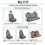 FH Group Bright Flat Cloth Full Set Automotive Seat Covers Front Set and Rear Solid Bench Red Black Seat Covers w. Gift Universal Fit Interior Accessories for Cars Trucks and SUVs