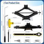 Car Jack Kit, Scissor Jack for Car 2 Ton (4409 lbs),Emergency Tire Kit with Lug Wrench,Suitable for Sedan, Coupe, SUV, MPV and Most Cars