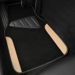 CAR PASS Waterproof Car Floor Mat, Universal Fit Car Mats with Driver Heel Pad, Leather Car Carpet, Anti-Slip Nibbed Backing Floor Mats for SUV, Vans,Sedan,Truck, Automotive Floor Mats (Black Beige)
