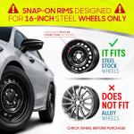 16-Inch Premium Snap-On Wheel Rim Hubcaps