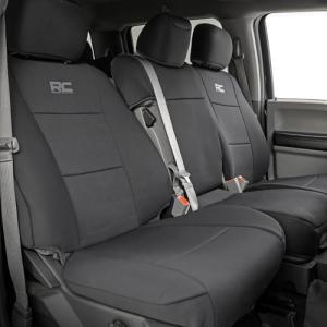 Rough Country Neoprene Front & Rear Seat Covers for Ford F-150, Lightning, F-250 & F-350 (2015-2026) Crew Cab w/Front Bench Seat & Rear 60/40 Split