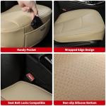 EDEALYN Luxury PU Leather Car Seat Cover Protector Front Car Seat Cover Seat Bottom Cover Single Seat Cover-Compatible with 90% Vehicles (Width 20.8× Deep21 × Thick 0.2 inch) (Beige)