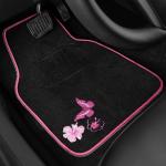 CAR PASS Embroidery Butterfly and Flower Car Floor Mats, Pink Car Floor Mats Universal Fit 95% Automotive,SUVS,Sedan,Vans,for Cute Women,Girly,Set of 4 (Black with Pink)
