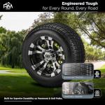 RM Cart 10" Warlock Black/Machined on 205/50-10 Deli Low Pro Tire (Set of 4), Golf Cart Tires and Wheels Combo, Durable and Fits Standard Lug Nuts, (EZ Go and Club Car), Assembled Before Shipping