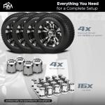 RM Cart 10" Warlock Black/Machined on 205/50-10 Deli Low Pro Tire (Set of 4), Golf Cart Tires and Wheels Combo, Durable and Fits Standard Lug Nuts, (EZ Go and Club Car), Assembled Before Shipping