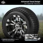 RM Cart 10" Warlock Black/Machined on 205/50-10 Deli Low Pro Tire (Set of 4), Golf Cart Tires and Wheels Combo, Durable and Fits Standard Lug Nuts, (EZ Go and Club Car), Assembled Before Shipping