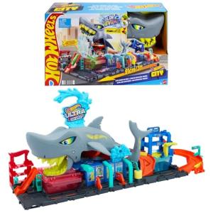 Hot Wheels City Ultra Shark Car Wash Track Set