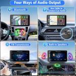 Portable Newest Wireless Apple CarPlay and Android Auto Screen for Car, 7" HD Touch Screen Car Stereo with Mirror Link, Bluetooth 5.2, Backup Camera, AUX,FM Transmitter for All Vehicle