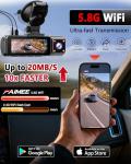 4K+2K+2K 3 Channel Dash Cam Front and Rear, 128GB Card Included, Dash Camera for Cars 5.8G/2.4G Dual Wifi, Built-in GPS, Night Vision, WDR, 170°Wide Angle, G-Sensor Emergency Lock, 24H Parking Monitor