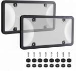 License Plate Holder & Frames, 2 Pack License Plate Protector, ABS Car Front/Rear License Plate Frame with Screws Caps, Fit Any Standard US Plates（Grey）