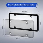License Plate Holder & Frames, 2 Pack License Plate Protector, ABS Car Front/Rear License Plate Frame with Screws Caps, Fit Any Standard US Plates（Grey）
