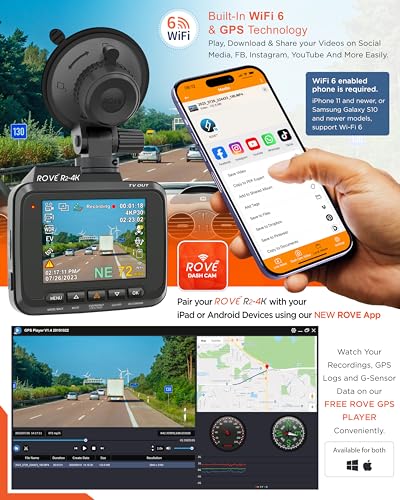 ROVE R2-4K WiFi GPS Dash Cam with Night Vision