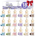 AROIC Car Air Freshener, 18 Pack Long Lasting Hanging Car Air Freshener Diffuser Set for Women & Men, 6 Premium Scents Essential Oil Vehicle Aroma Fragrance Gift (8ml Each)
