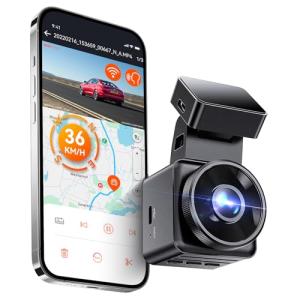 Vantrue E1 Lite 1080P WiFi Mini Dash Cam with GPS and Speed, Free App, Voice Control Detachable Dash Camera, 24 Hours Parking Mode, Night Vision, Motion Detection, Loop Recording, Support 512GB Max