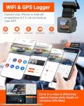 Vantrue E1 Lite 1080P WiFi Mini Dash Cam with GPS and Speed, Free App, Voice Control Detachable Dash Camera, 24 Hours Parking Mode, Night Vision, Motion Detection, Loop Recording, Support 512GB Max