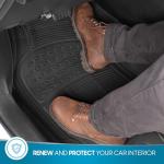 BDK M783 DuraChannel Heavy Duty Rubber Car Floor Mats Liner for Auto - All Weather 3 Piece Set Front & Rear, Fits Car Truck SUV Van, Universal Trim to Fit