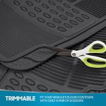 BDK M783 DuraChannel Heavy Duty Rubber Car Floor Mats Liner for Auto - All Weather 3 Piece Set Front & Rear, Fits Car Truck SUV Van, Universal Trim to Fit