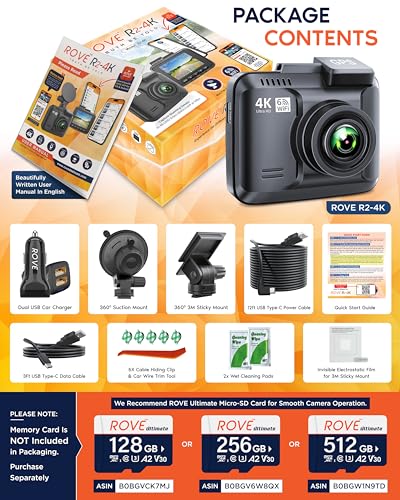 ROVE R2-4K WiFi GPS Dash Cam with Night Vision