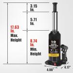 BIG RED 10 Ton (20,000 LBs) Torin Welded Hydraulic Car Bottle Jack for Auto Repair and House Lift, Black, AT91003BB