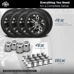 RM Cart 10" Warlock Black/Machined on 205/50-10 LSI Elite Low Pro Tire (Set of 4), Golf Cart Tires and Wheels Combo, Fits Club Car & EZ-Go carts